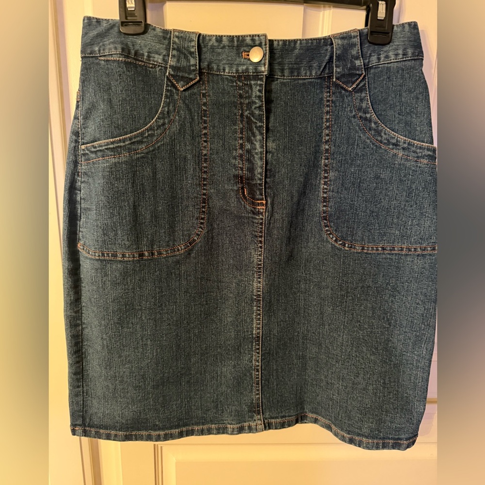 Chico's Blue Denim Pencil Skirt size 8